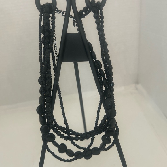 Beaded Choker Necklace Multi Strand Black Premier Designs - Picture 2 of 6